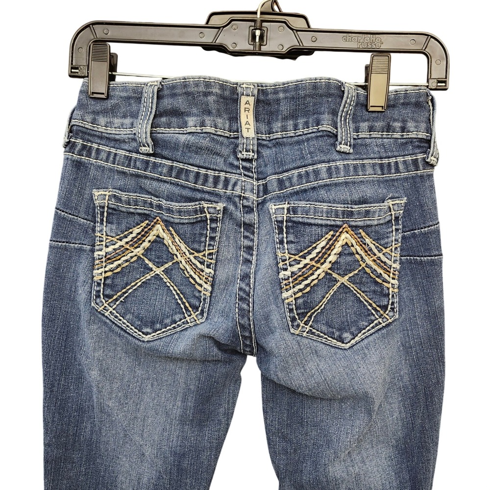 Ariat REAL Denim Womens 28R Low Rise Bootcut Jeans Medium Wash Embroidered Blue - Picture 6 of 11